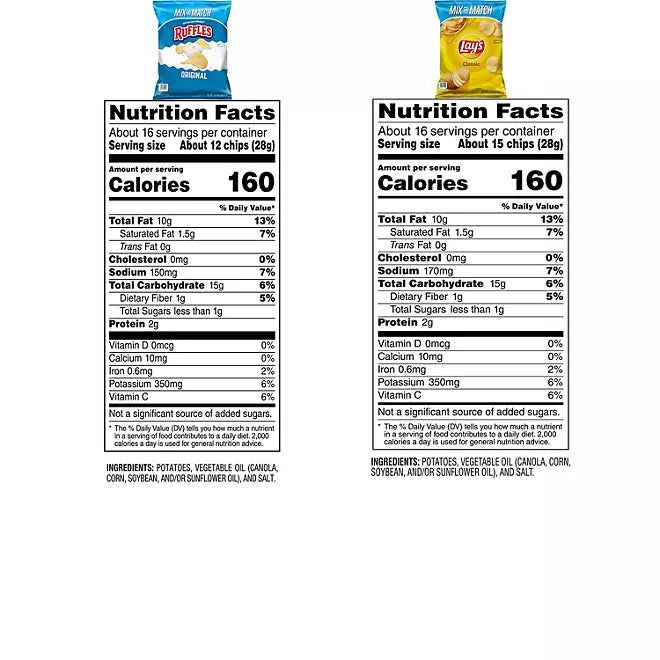 Lay's Classic & Ruffles Original Chips Party Bundle (2 Large Bags, 15.625 oz ea) – The Ultimate Snack Pack!