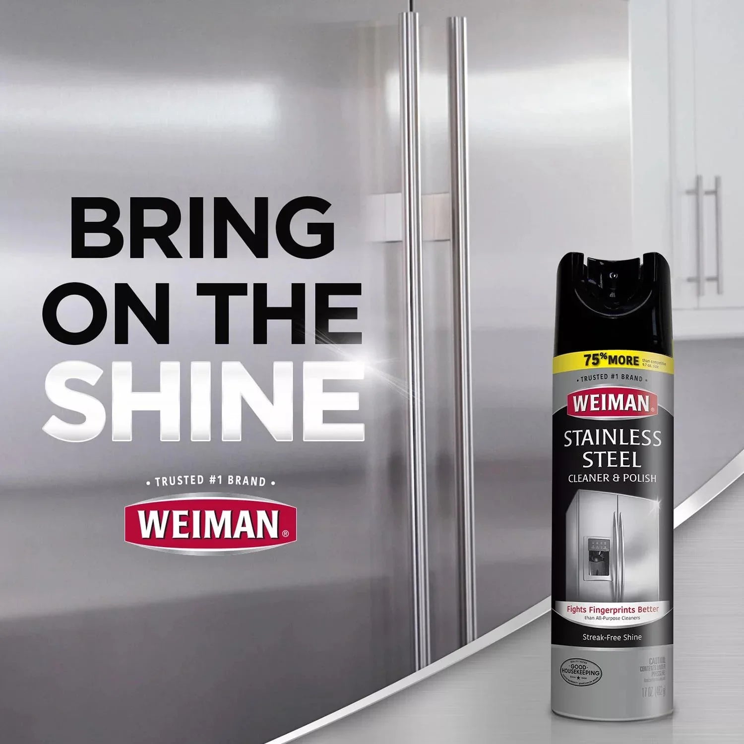Weiman Stainless Steel Cleaner & Polish Spray (3-Pack, 17oz Ea) – Streak-Free Shine, Fingerprint Resistant, Protects Appliances