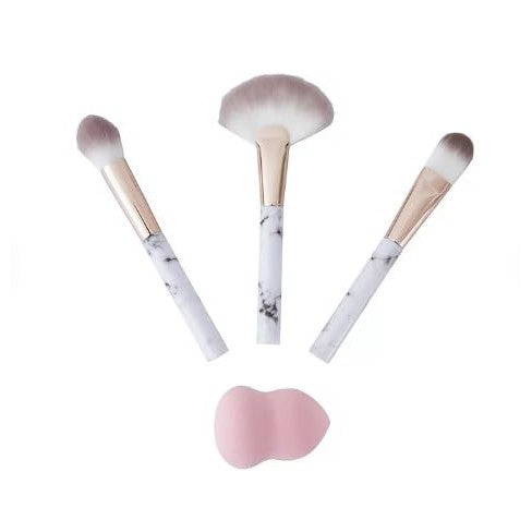 GloTech 12-Piece Marble Makeup Brush Set: Pro-Quality for Flawless Foundation, Eyeshadow & Full Face Glow
