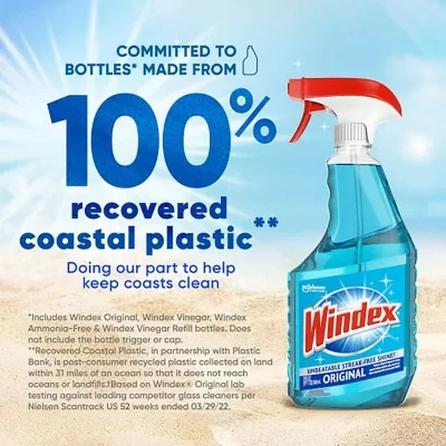Windex Original Glass Cleaner (4-Pack, 32oz Bottles) – Streak-Free Shine for Windows, Mirrors & More! America's #1