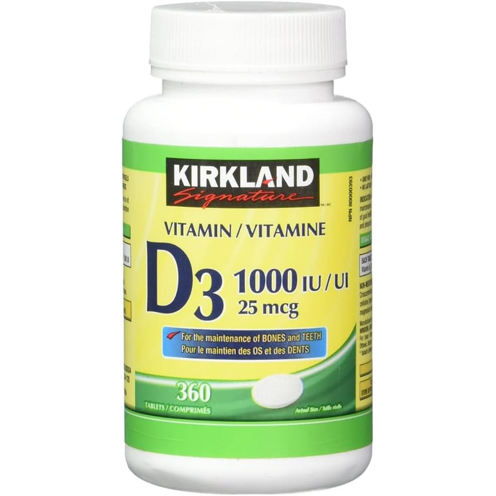 Kirkland Signature Vitamin D3 1000 IU (25 mcg) - Bone, Teeth & Immune Support - 720 Tablets (Twin Pack)