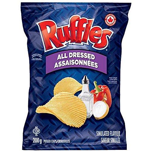 Ruffles All Dressed Flavor Ridged Potato Chips (Large 200g / 7 oz Bag)