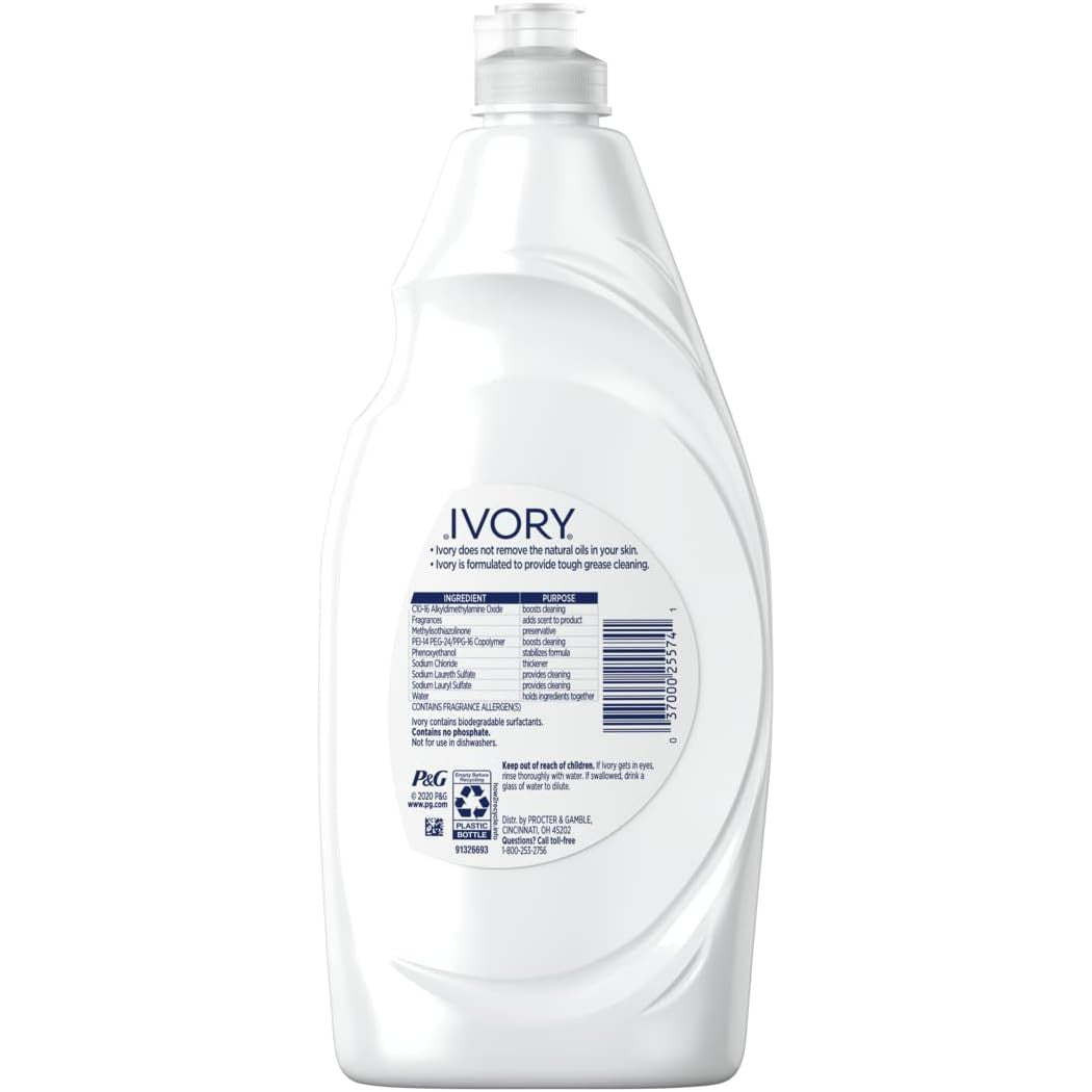Ivory Classic Scent Dish Soap - Gentle on Hands, Cuts Grease (24 fl oz, 2 Pack)
