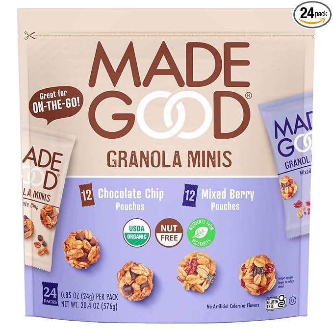 Generic Made-Good Granola Minis, 12 Bags Chocolate Chip and 12 Bags Mixed Berry Granola Minis; 0.85 oz, 24-count