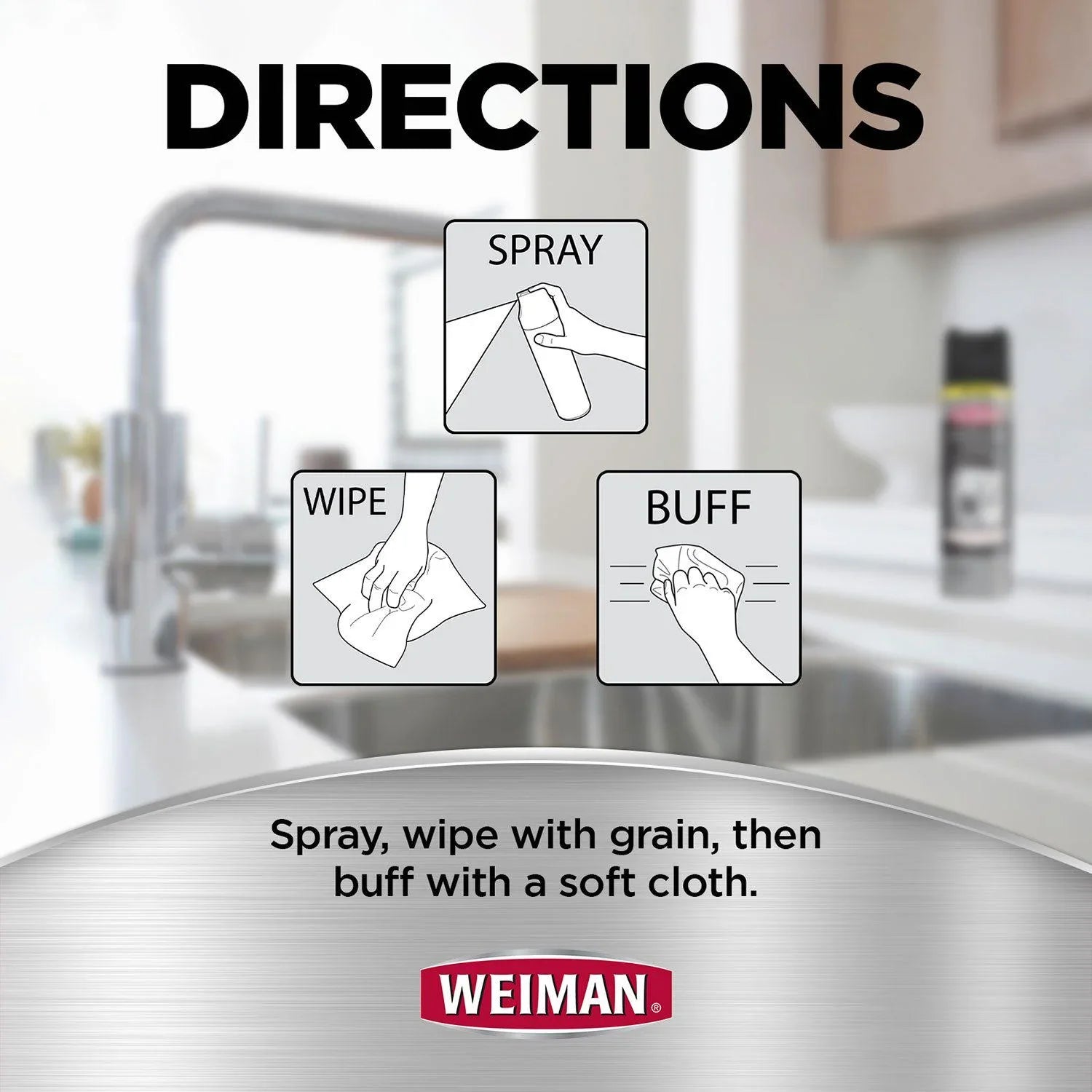 Weiman Stainless Steel Cleaner & Polish Spray (3-Pack, 17oz Ea) – Streak-Free Shine, Fingerprint Resistant, Protects Appliances