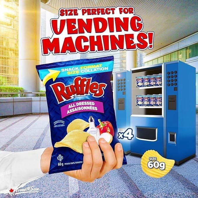 Ruffles All Dressed Potato Chips: The Legendary Sweet, Salty & Savory Snack (4-Pack, 2.1 oz Bags)