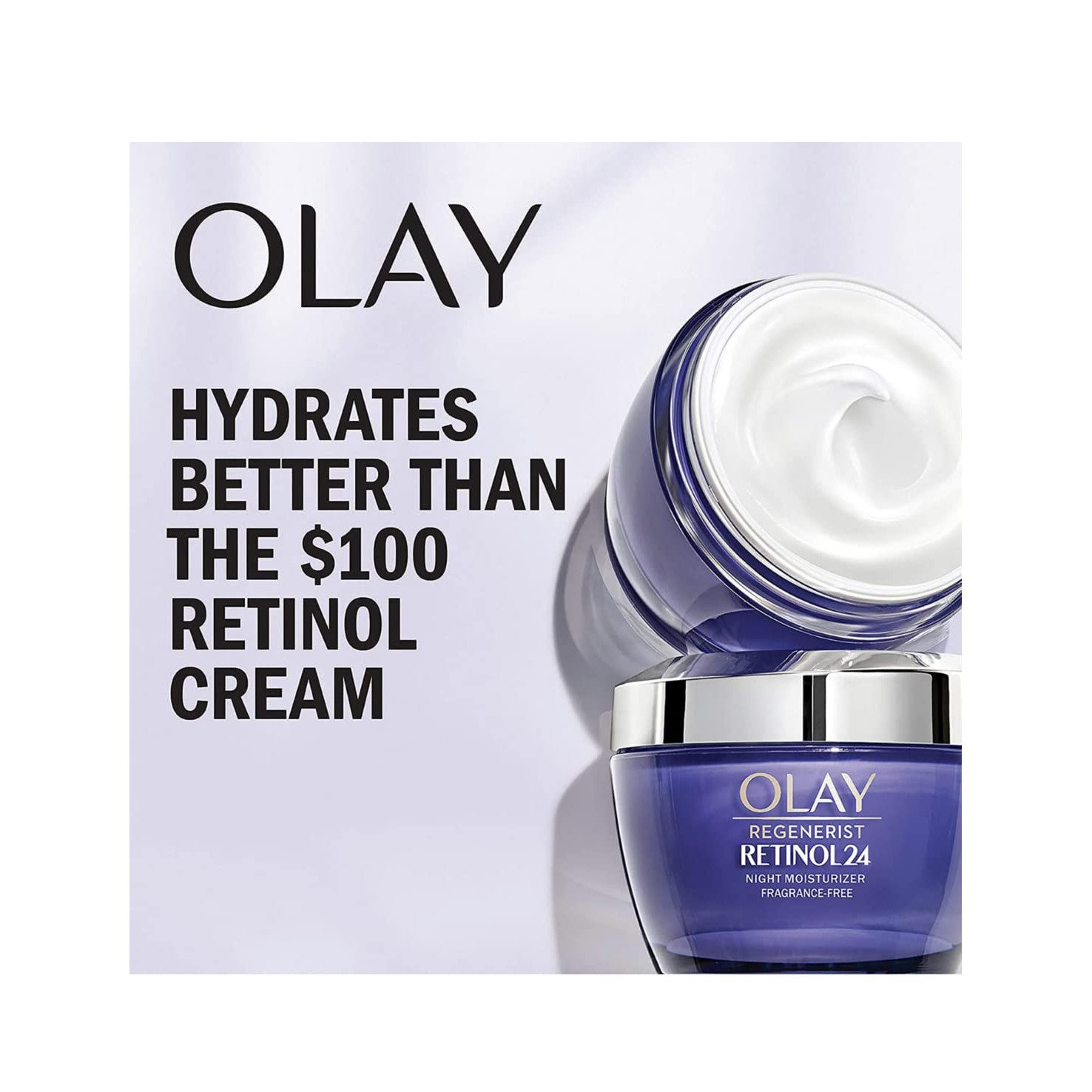 Olay Regenerist Retinol 24 + Peptide Night Face Moisturizer, Fragrance-Free (1.7 oz, 2 Pack Value)