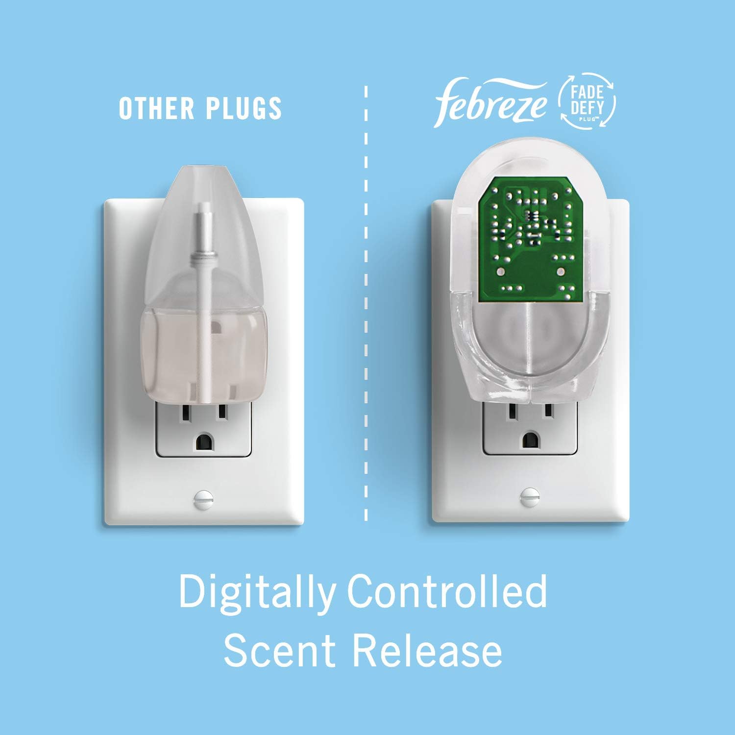 Febreze PLUG Air Freshener Refills (5 Ct, Variety Scents) – Mediterranean Lavender & Downy April Fresh, 50-Day Freshness!