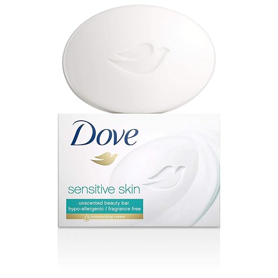 Dove Sensitive Skin Beauty Bar (16-Pack, 4 oz each) – Hypoallergenic, Unscented, Moisturizing Soap for Gentle Cleansing – Dermatologist Recommended