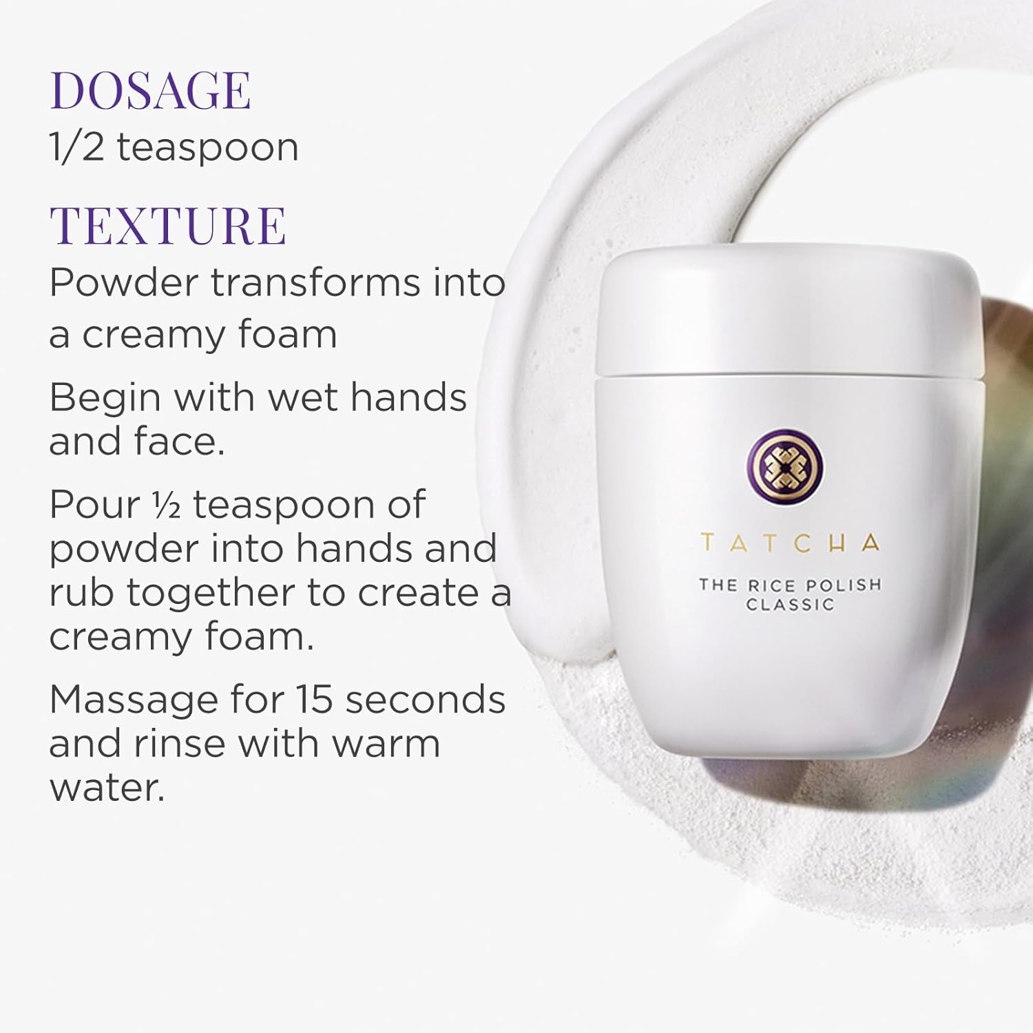 Tatcha The Rice Polish: Classic (2.1 oz) – Gentle Foaming Enzyme Exfoliator for Smooth, Glowing Skin
