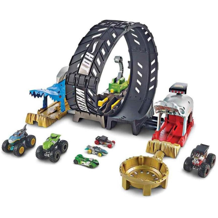 Hot Wheels Monster Trucks Epic Loop Challenge Playset – Launch, Loop & Win! Includes Truck & Car