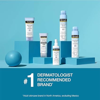 Neutrogena Ultra Sheer Body Mist Sunscreen SPF 60 – Lightweight, Non-Greasy Broad Spectrum Protection (5 oz)