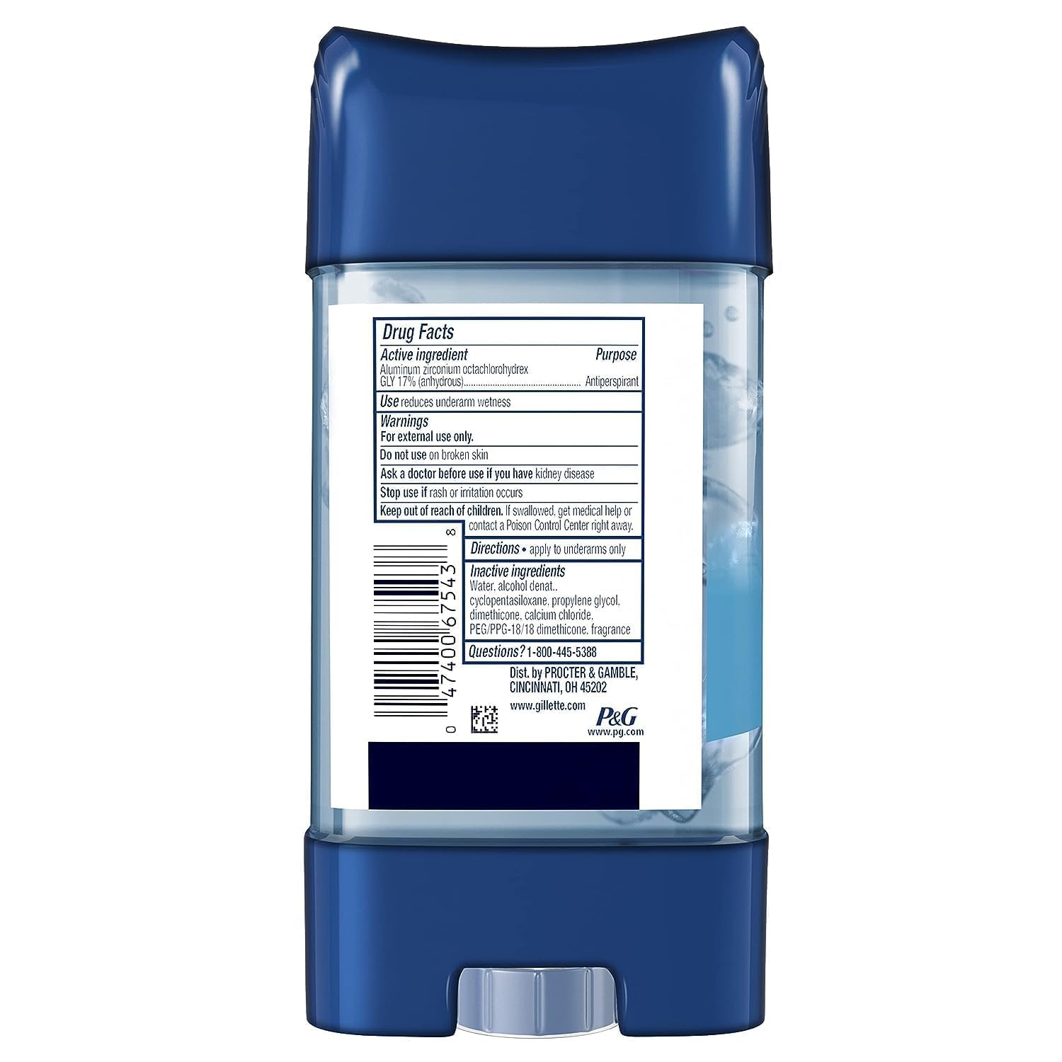 Gillette Cool Wave Clear Gel Antiperspirant Deodorant for Men (3.8 oz, 5 Pack) – 72-Hr Sweat Protection, No White Marks, Dri-Tech
