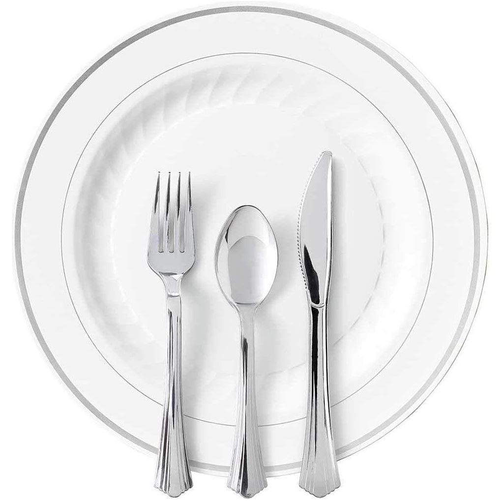 Member's Mark Heavyweight Plastic Plates Combo (48 Ct) – Elegant & Strong for Parties & Events