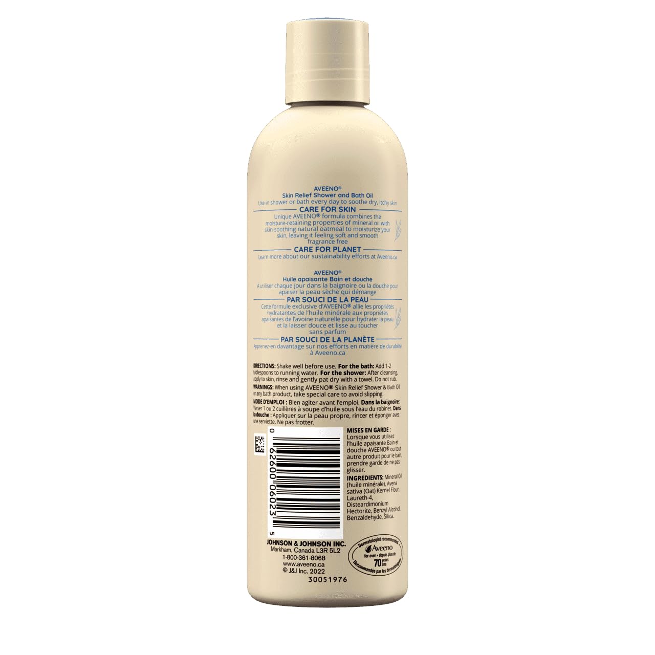 Aveeno Skin Relief Shower & Bath Oil - Soothes Dry, Itchy Skin While Cleansing (10 fl oz, 3 Pack)