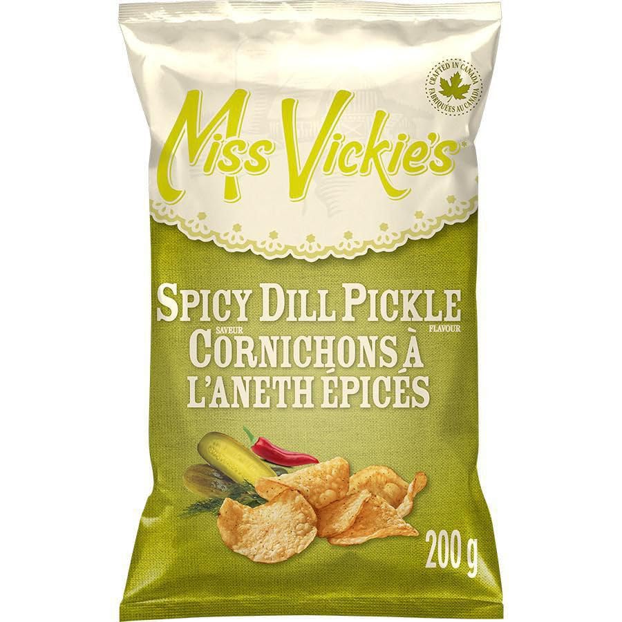 Miss Vickie's Spicy Dill Pickle Kettle Cooked Chips - Bold Flavor (Large 7 oz Bag)