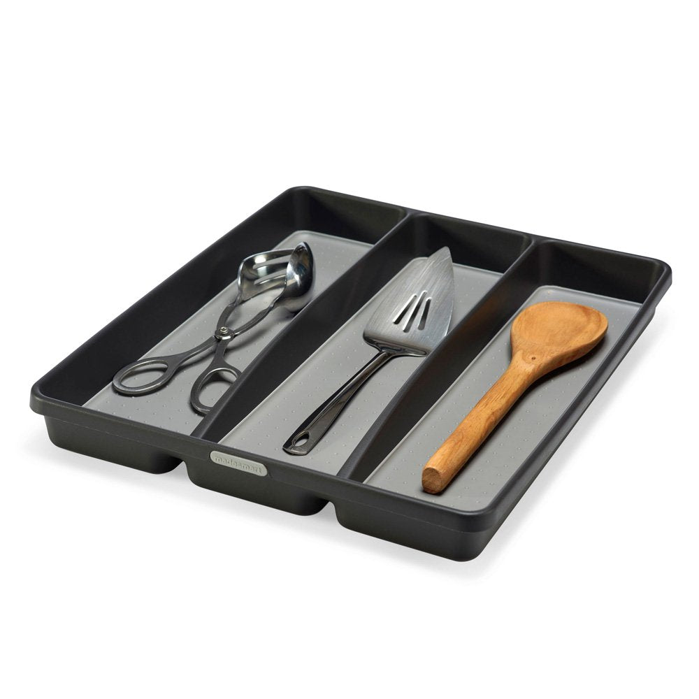 madesmart Classic Large Utensil Tray Soft Grip, Non-Slip Kitchen Drawer, Multi-Purpose Home Organization, BPA Free, Granite