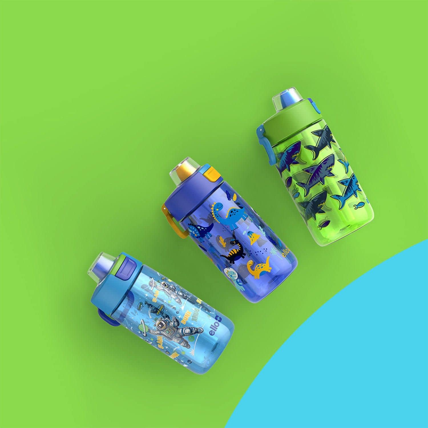 Ello Kids Colby 14oz Water Bottle (3-Pack) – Leak-Proof, BPA-Free Tritan, Easy Carry Loop! (Choose Your Color Set)