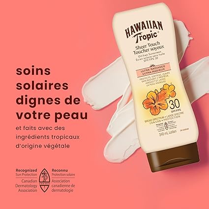 Hawaiian Tropic Sheer Touch Sunscreen Lotion SPF 50+ (8oz) – Ultra-Radiant, Non-Greasy UVA/UVB Protection with Tropical Scent