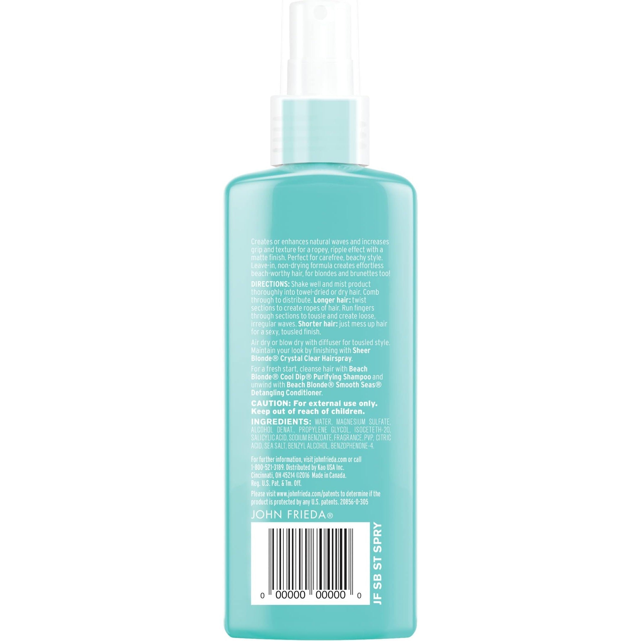 John Frieda Beach Blonde Sea Salt Spray (5oz) - Tousled Waves, Texturizing Volume, Silicone-Free