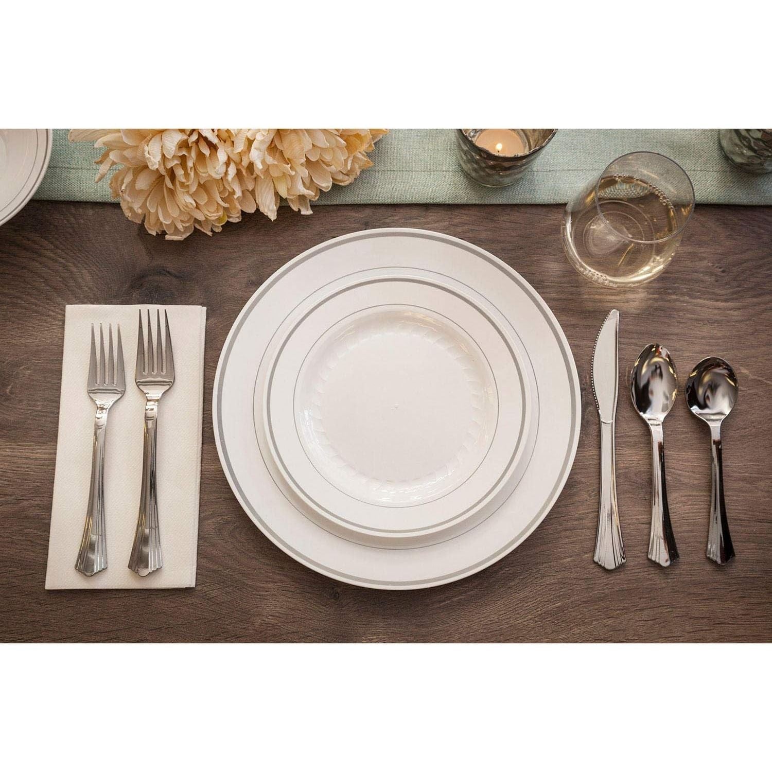 Member's Mark Heavyweight Plastic Plates Combo (48 Ct) – Elegant & Strong for Parties & Events
