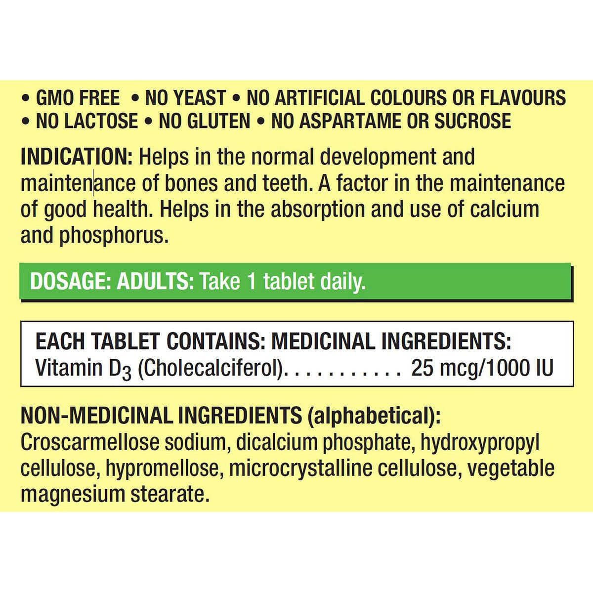 Kirkland Signature Vitamin D3 1000 IU (25 mcg) - Bone, Teeth & Immune Support - 720 Tablets (Twin Pack)