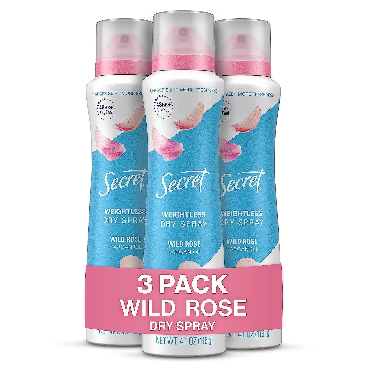 Secret Dry Spray Antiperspirant Deodorant for Women, 48Hr Protection, Vanilla, Wild Rose & Waterlily Scents, 4.1 oz (3-Pack)