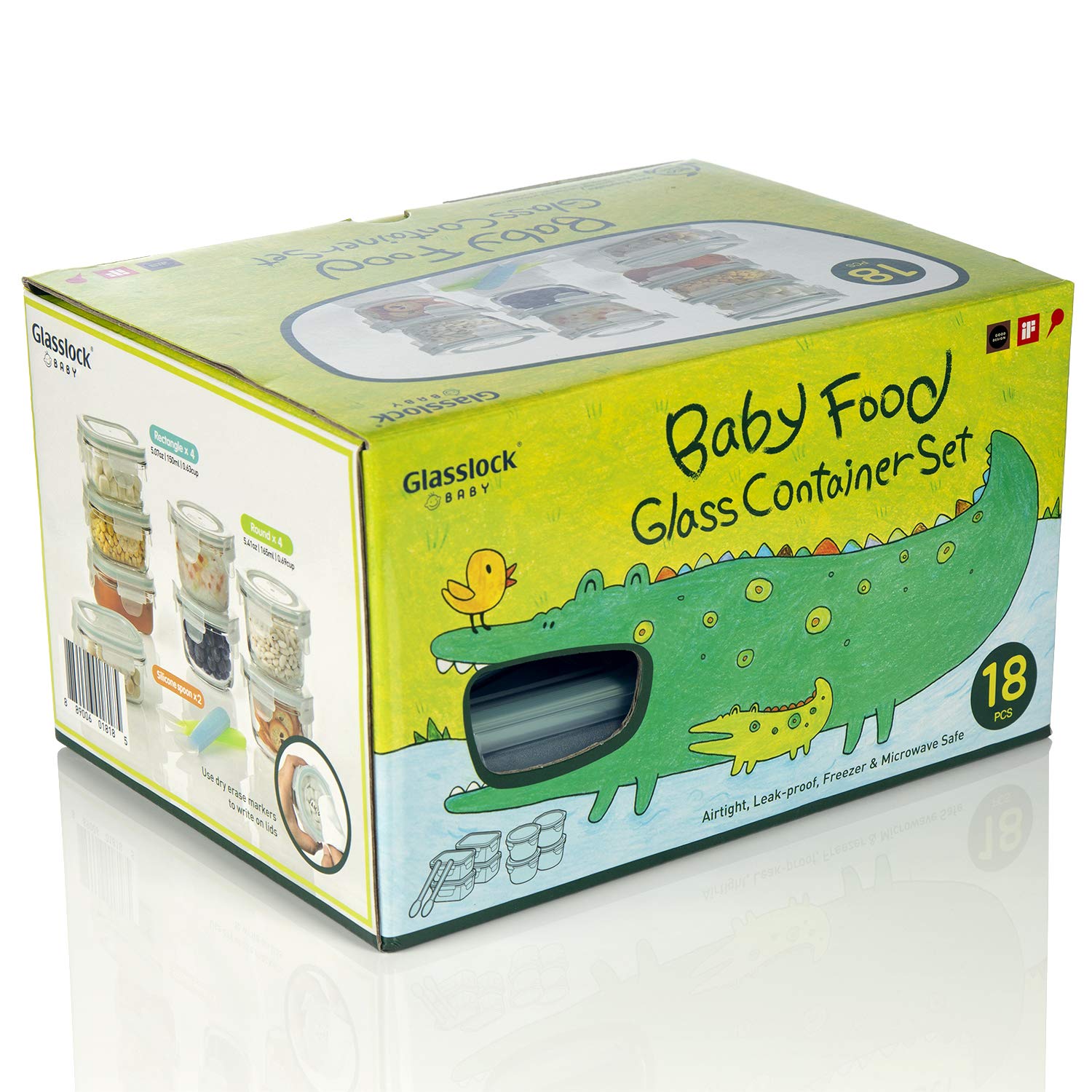 Glasslock 18pc Baby Food Storage Container Set – BPA-Free Glass, Leak-Proof Lids & Spoons – Safe & Easy Meal Prep!
