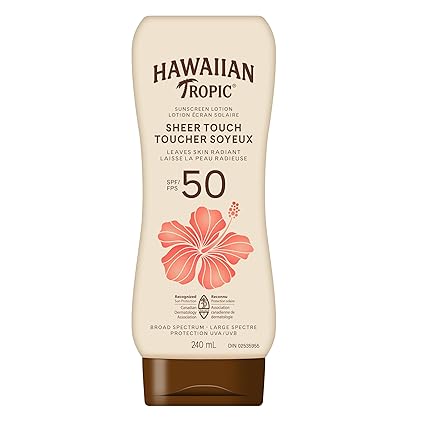 Hawaiian Tropic Sheer Touch Sunscreen Lotion SPF 50+ (8oz) – Ultra-Radiant, Non-Greasy UVA/UVB Protection with Tropical Scent