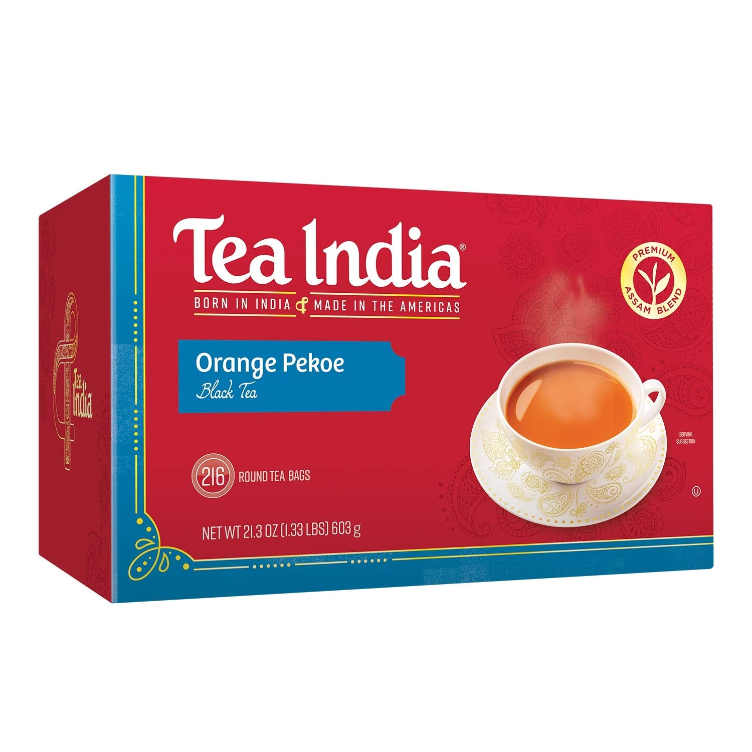 Tea India Orange Pekoe Black Tea - Rich & Full-Bodied Brew (216 Round Teabags)