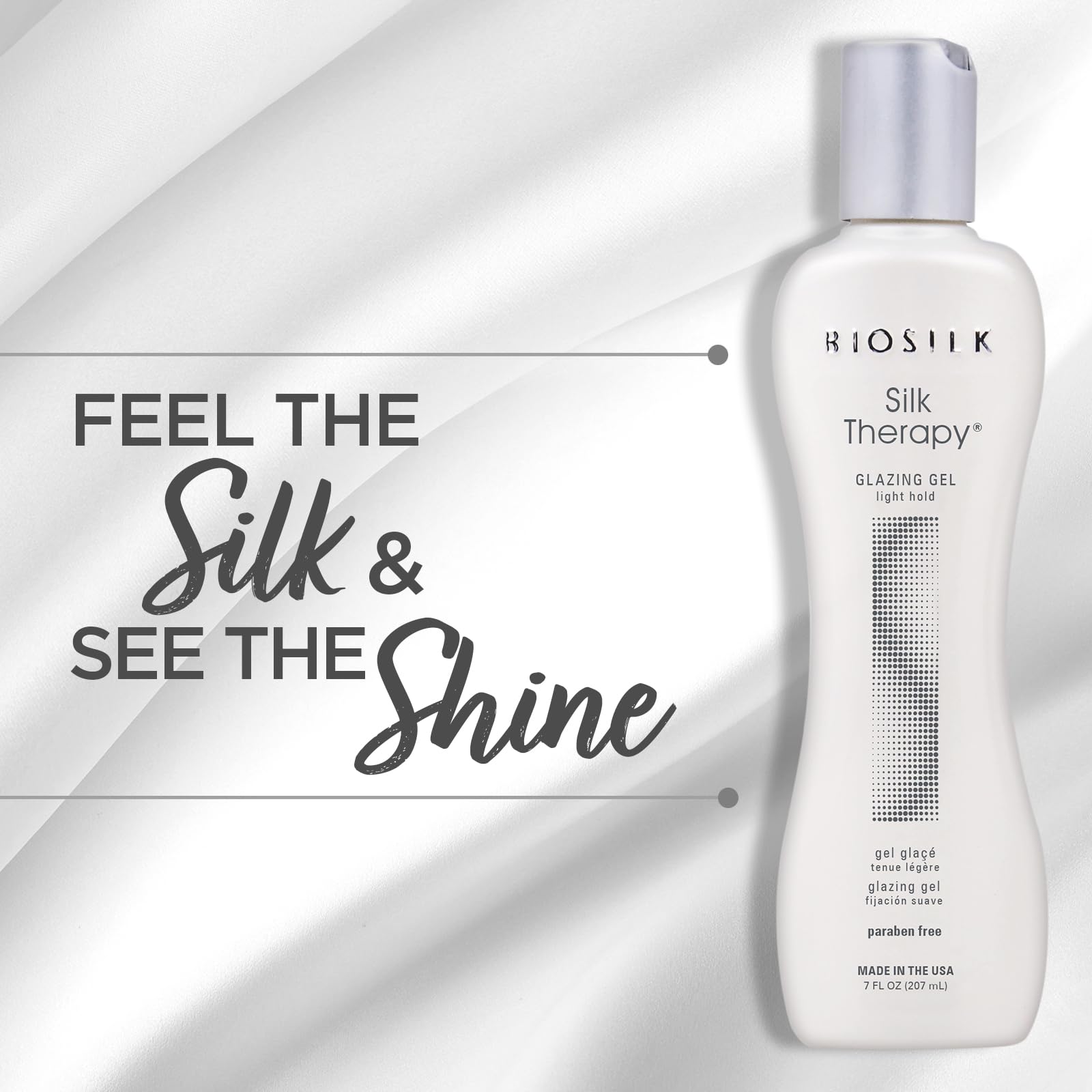 BioSilk Silk Therapy Glazing Gel - Light Hold Styling Gel for Shine Without Stickiness (7 Oz)