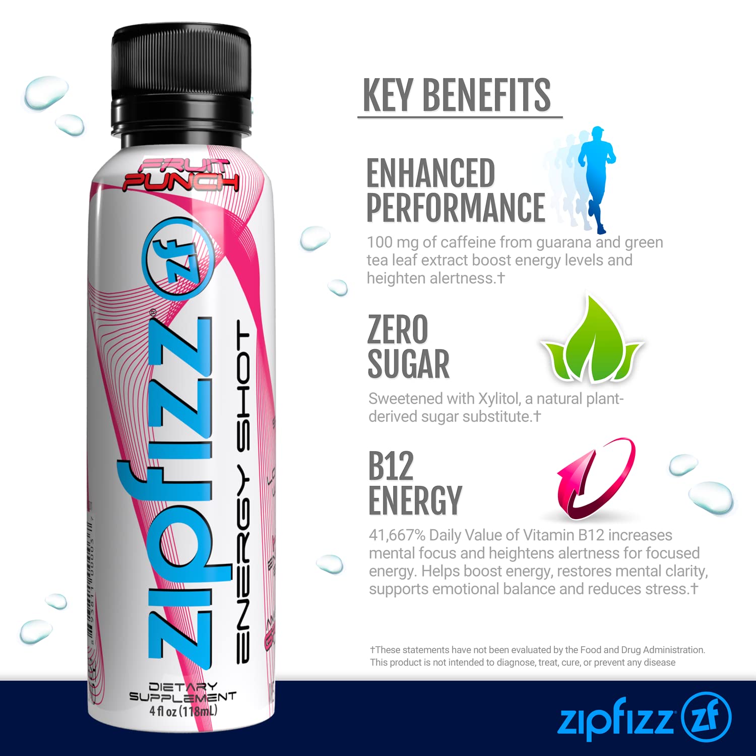 Zipfizz Liquid Energy Shot (Fruit Punch, 24 Pack) – Instant Energy, Vitamins & Electrolytes, Low Calorie!