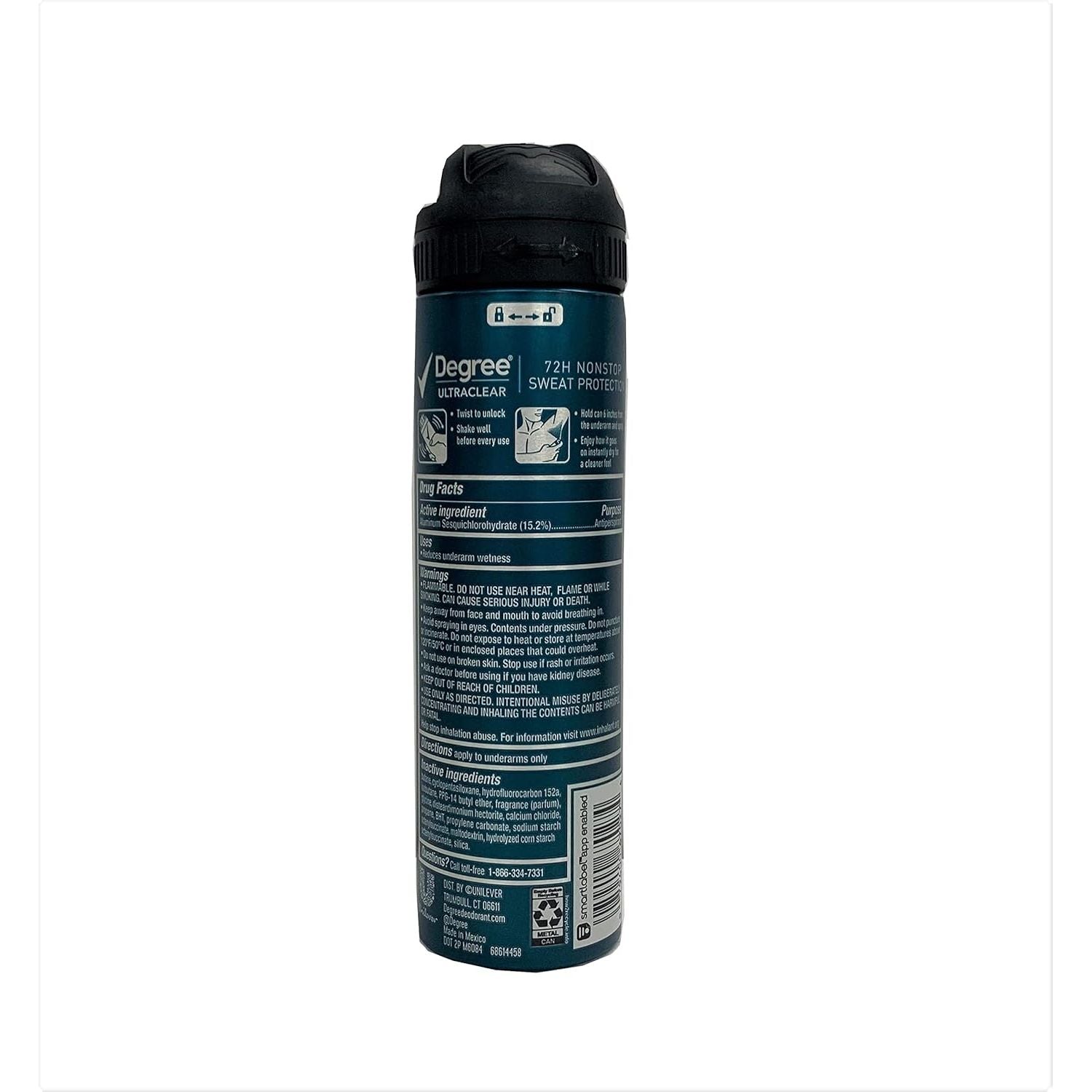 Degree Men's Antiperspirant Deodorant Dry Spray, UltraClear Black+White, Fresh Scent, 72-Hour Stain-Free Protection, 4.8 oz (3 Pack)