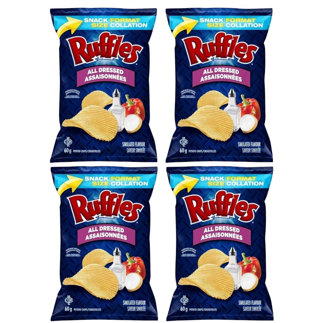 Ruffles All Dressed Potato Chips: The Legendary Sweet, Salty & Savory Snack (4-Pack, 2.1 oz Bags)