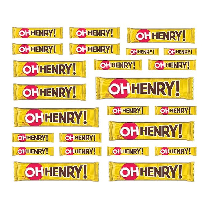 Oh Henry! Candy Bars by Hershey's (24 Count Box) - Peanut, Caramel & Fudge Chocolatey Treat