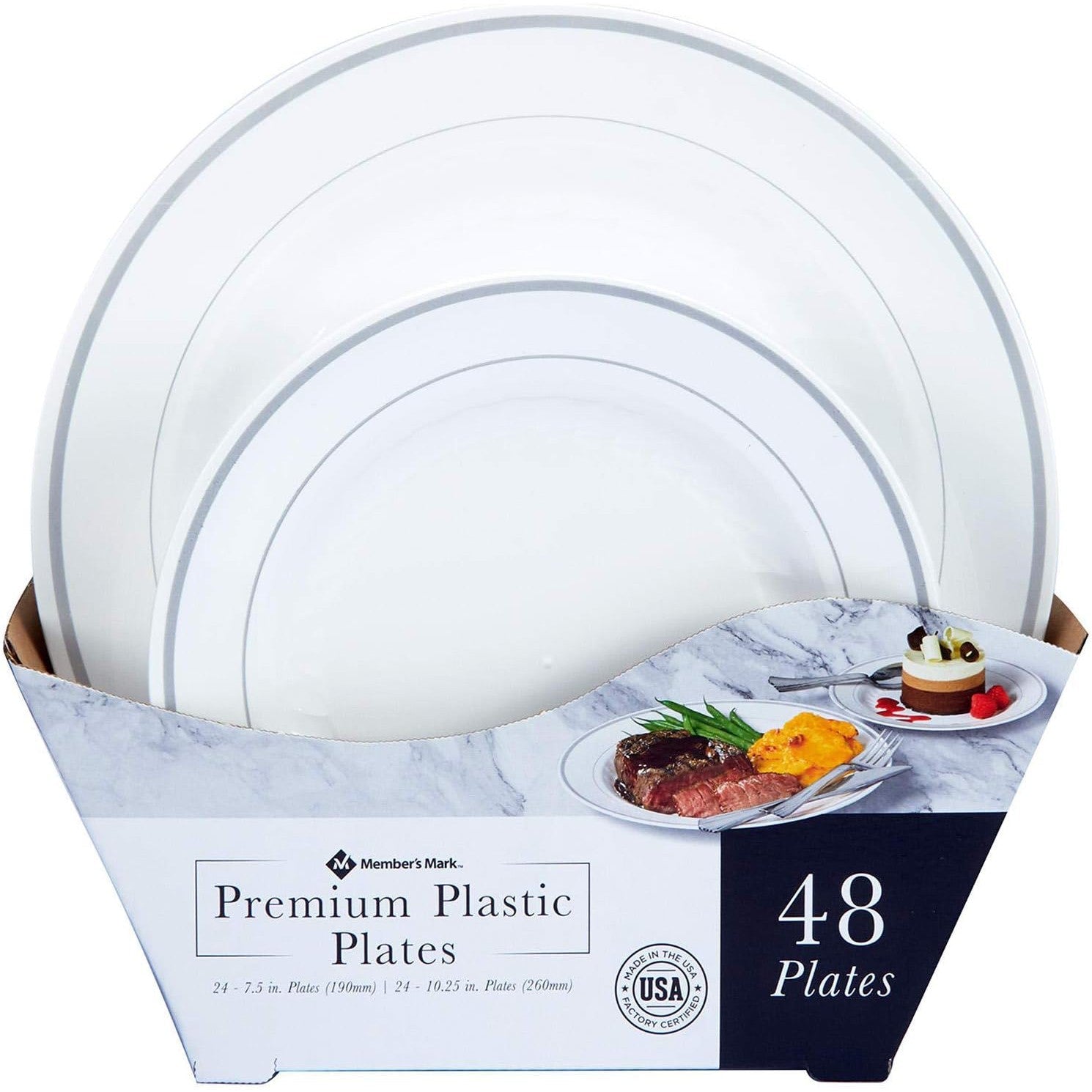 Member's Mark Heavyweight Plastic Plates Combo (48 Ct) – Elegant & Strong for Parties & Events