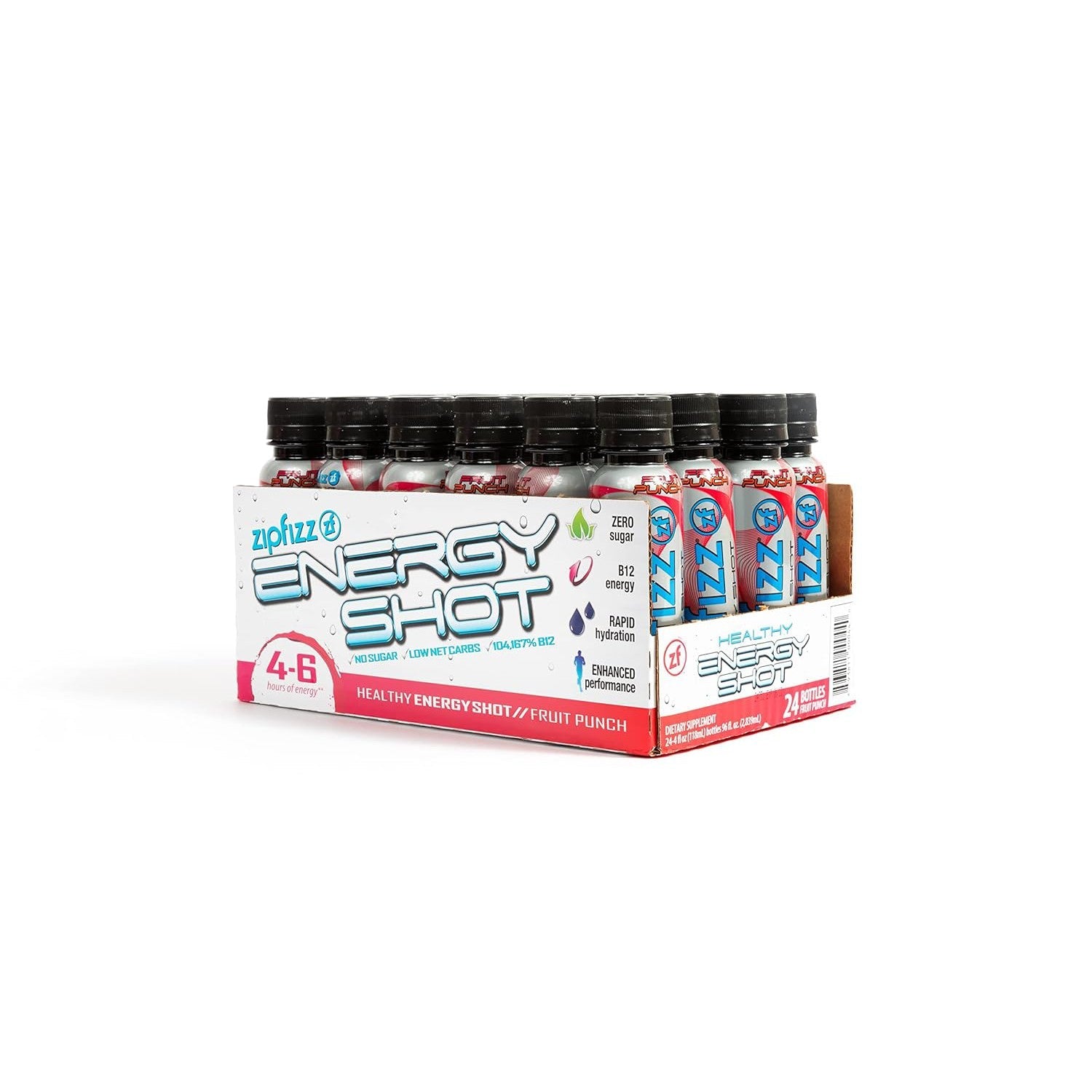 Zipfizz Liquid Energy Shot (Fruit Punch, 24 Pack) – Instant Energy, Vitamins & Electrolytes, Low Calorie!