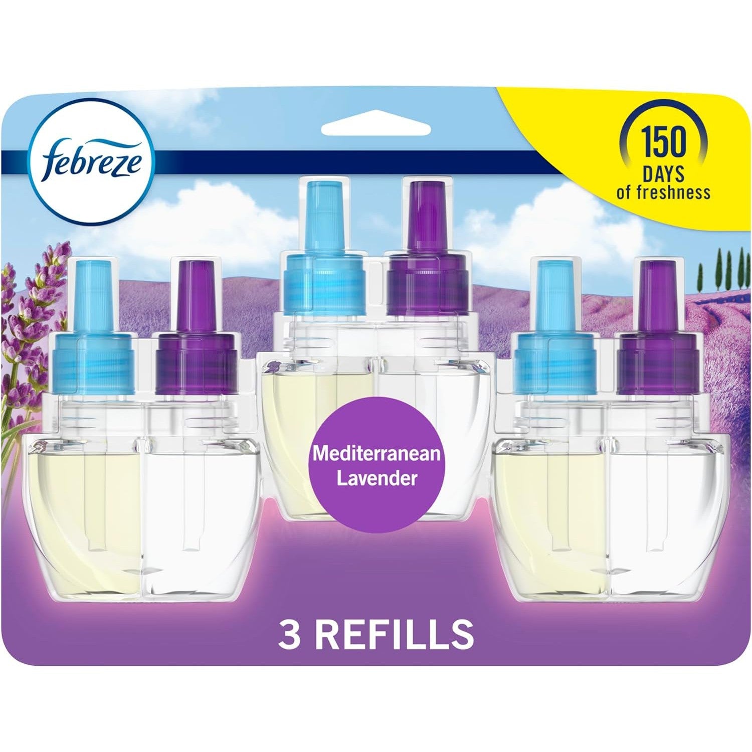 Febreze PLUG Air Freshener Refills (5 Ct, Variety Scents) – Mediterranean Lavender & Downy April Fresh, 50-Day Freshness!