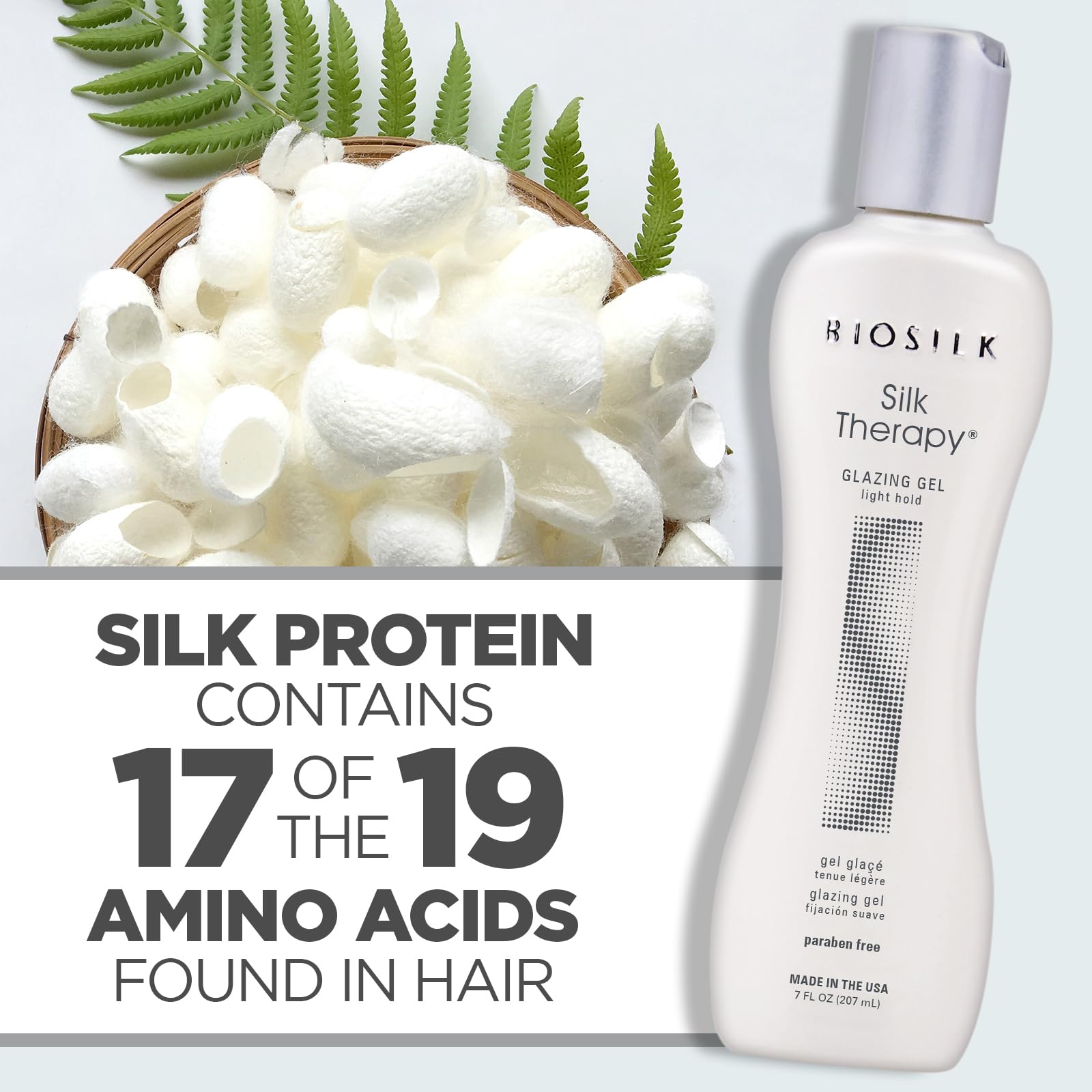 BioSilk Silk Therapy Glazing Gel - Light Hold Styling Gel for Shine Without Stickiness (7 Oz)