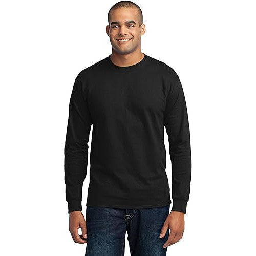 Port & Company Men's Tall Long Sleeve T-Shirt - Comfortable 50/50 Cotton Poly Blend
