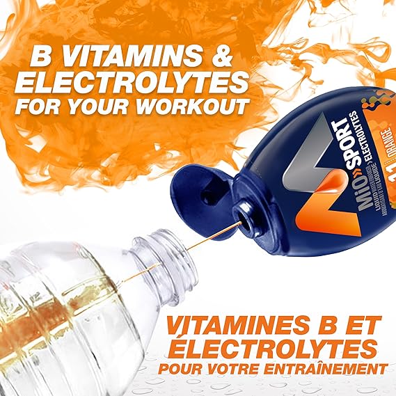 MiO Sport Orange Liquid Water Enhancer (1.6oz) - Electrolytes & B Vitamins, Zero Calorie Hydration Boost