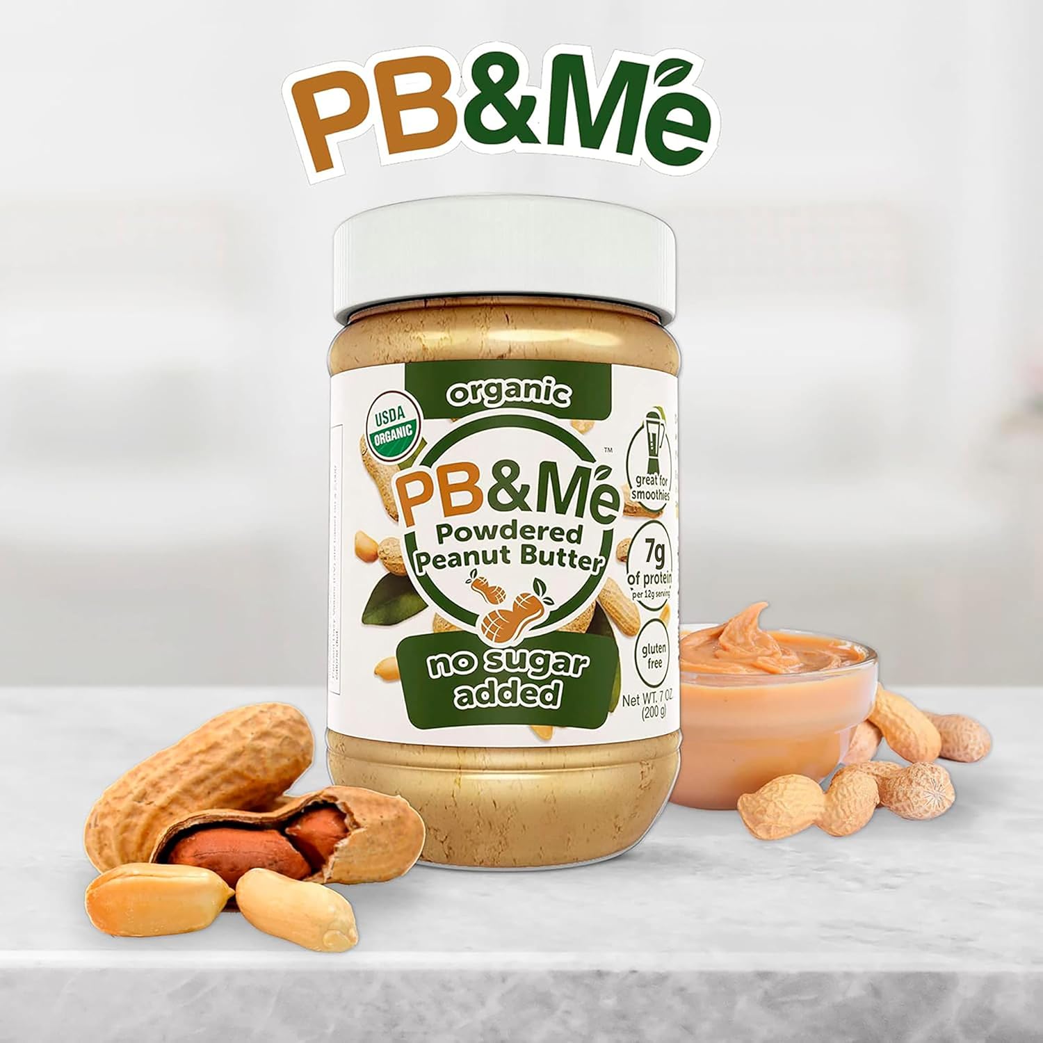 PB&Me Powdered Peanut Butter: High Protein, Low Fat, No Sugar Added (Natural, Gluten-Free, 200g)