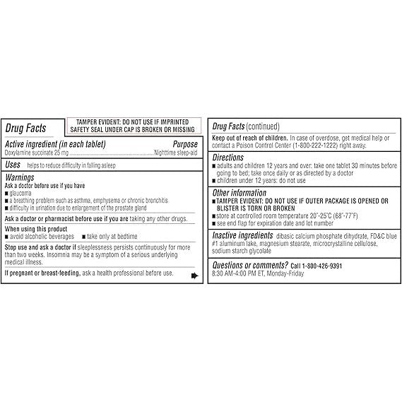 Kirkland Signature Sleep Aid Tablets (192 Count) - Doxylamine Succinate 25mg for Fast-Acting Relief from Sleeplessness