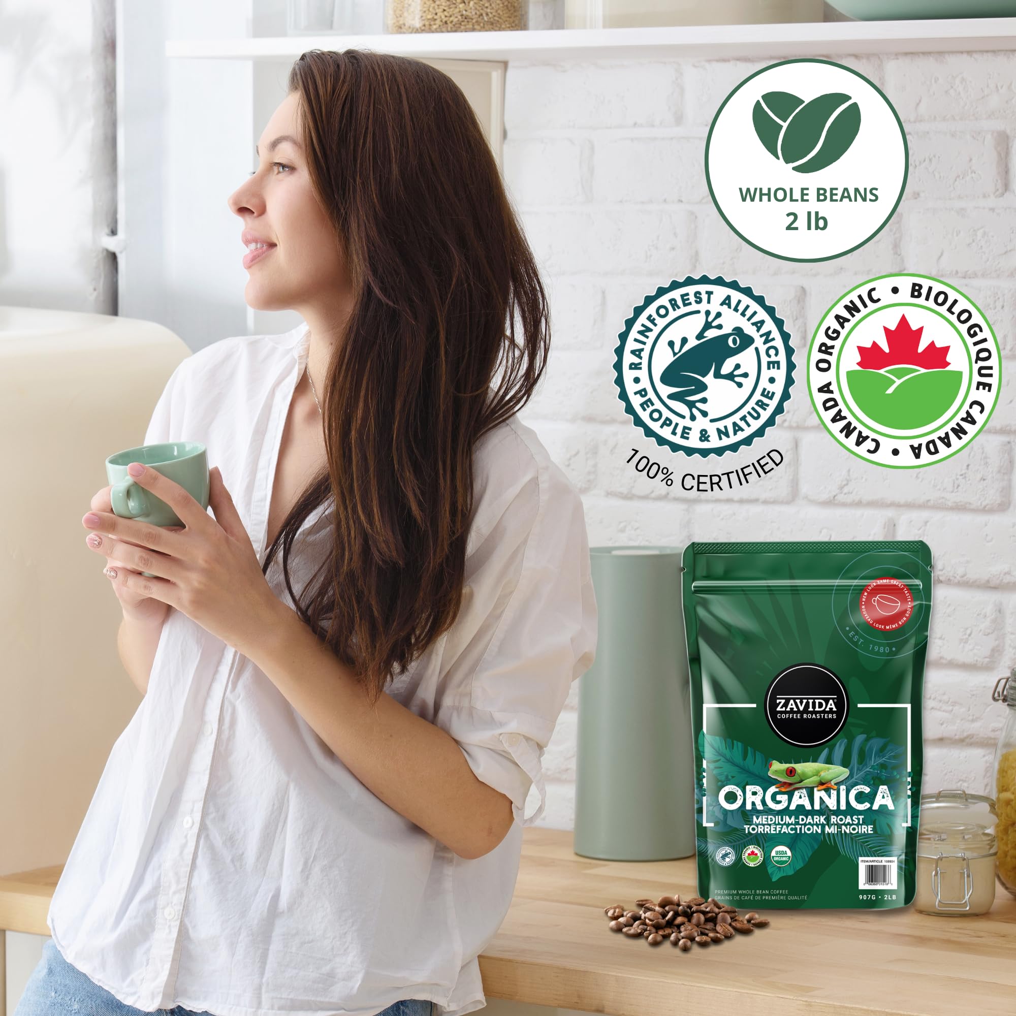 Zavida Coffee Whole Beans, 2 pounds (Organica)