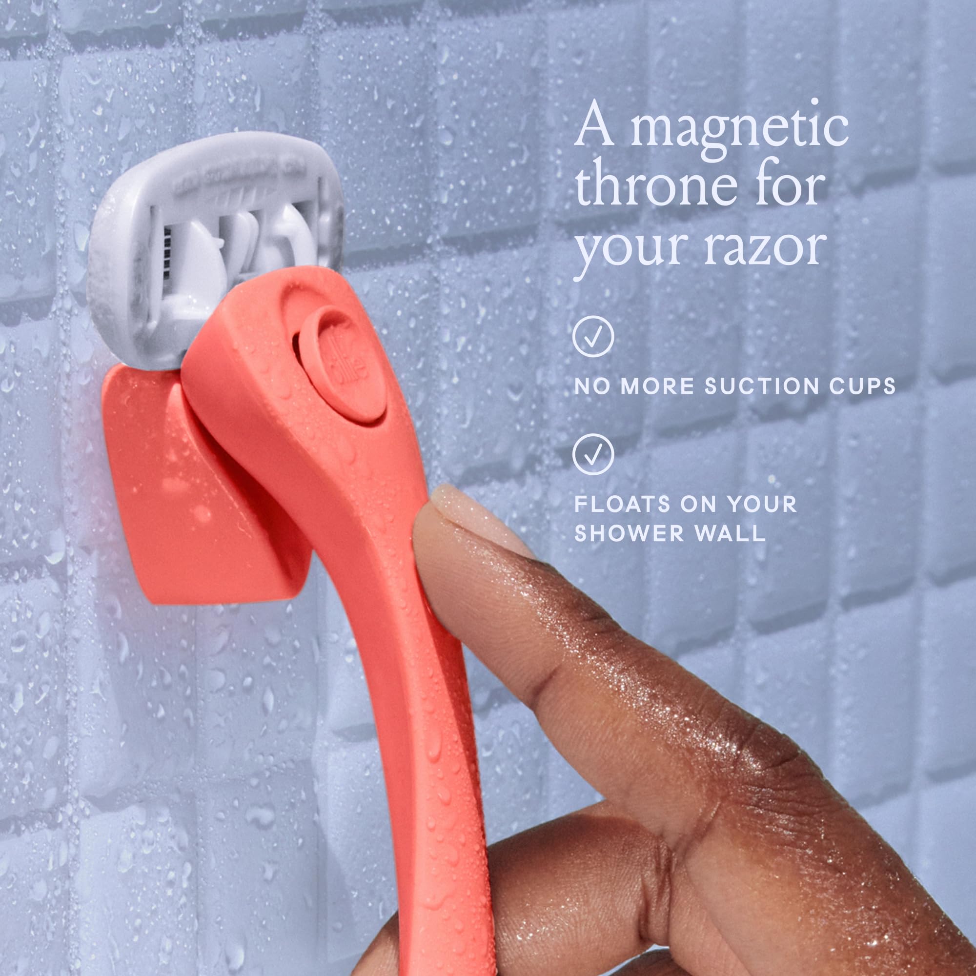 Billie Razor Starter Kit - Smooth Shave, 5-Blade Razor & Magnetic Holder (Coral)