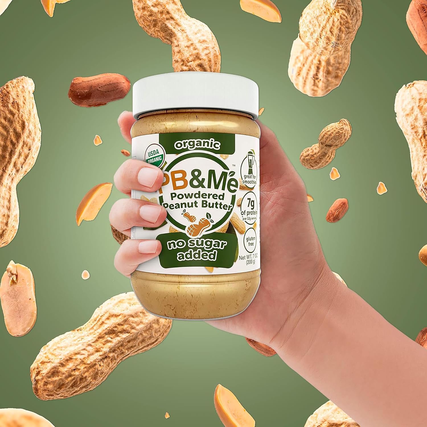 PB&Me Powdered Peanut Butter: High Protein, Low Fat, No Sugar Added (Natural, Gluten-Free, 200g)