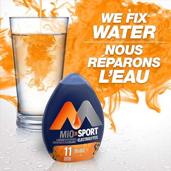 MiO Sport Orange Liquid Water Enhancer (1.6oz) - Electrolytes & B Vitamins, Zero Calorie Hydration Boost