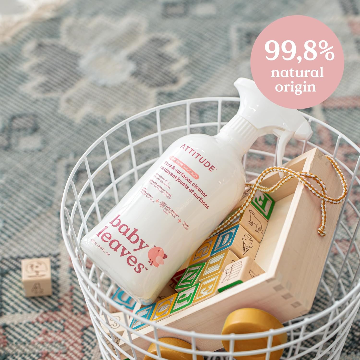 ATTITUDE Natural Toy & Multi-Surface Cleaner (27.1oz) – EWG Verified, Unscented & Vegan for Safe, Worry-Free Cleaning