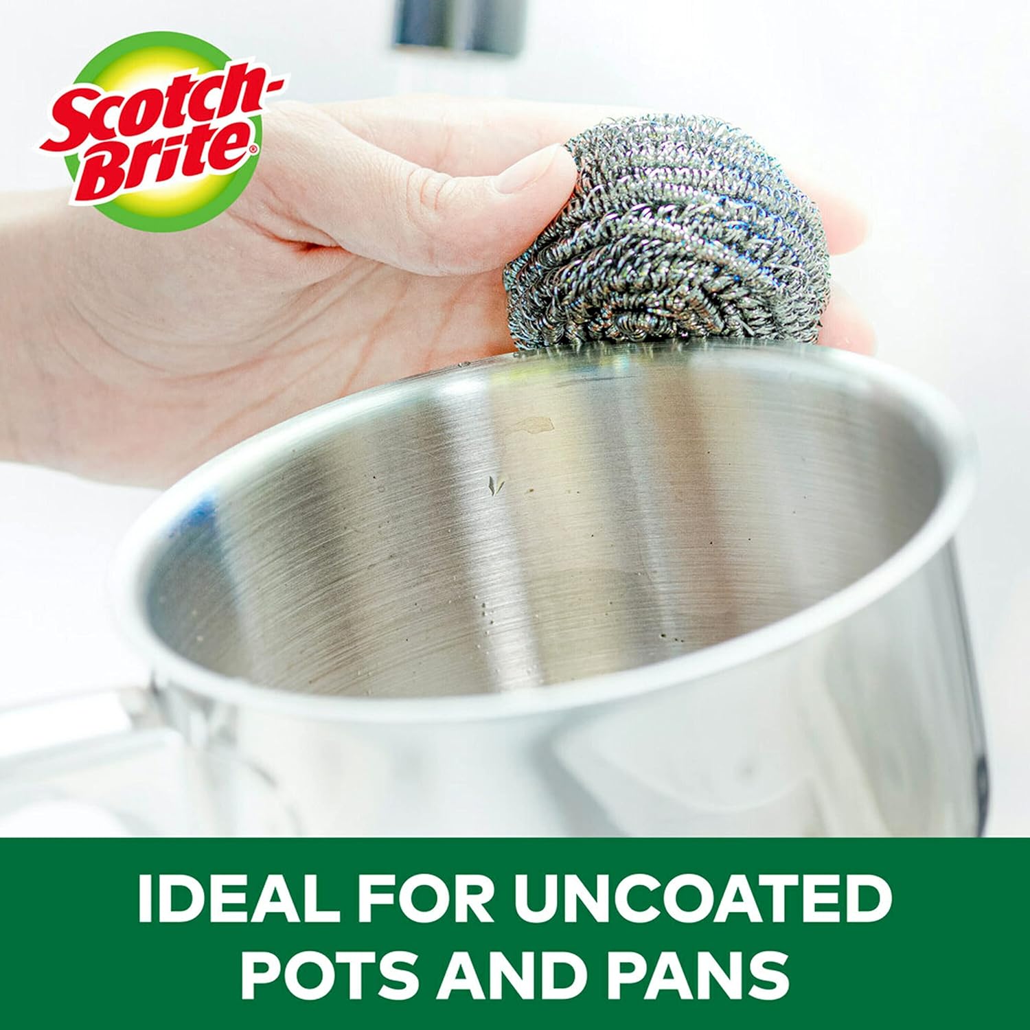 Scotch-Brite 2X Larger Stainless Steel Scrubbers (16 Pack Club Size) – Heavy-Duty, Rust-Proof, Cuts Grease & Grime!