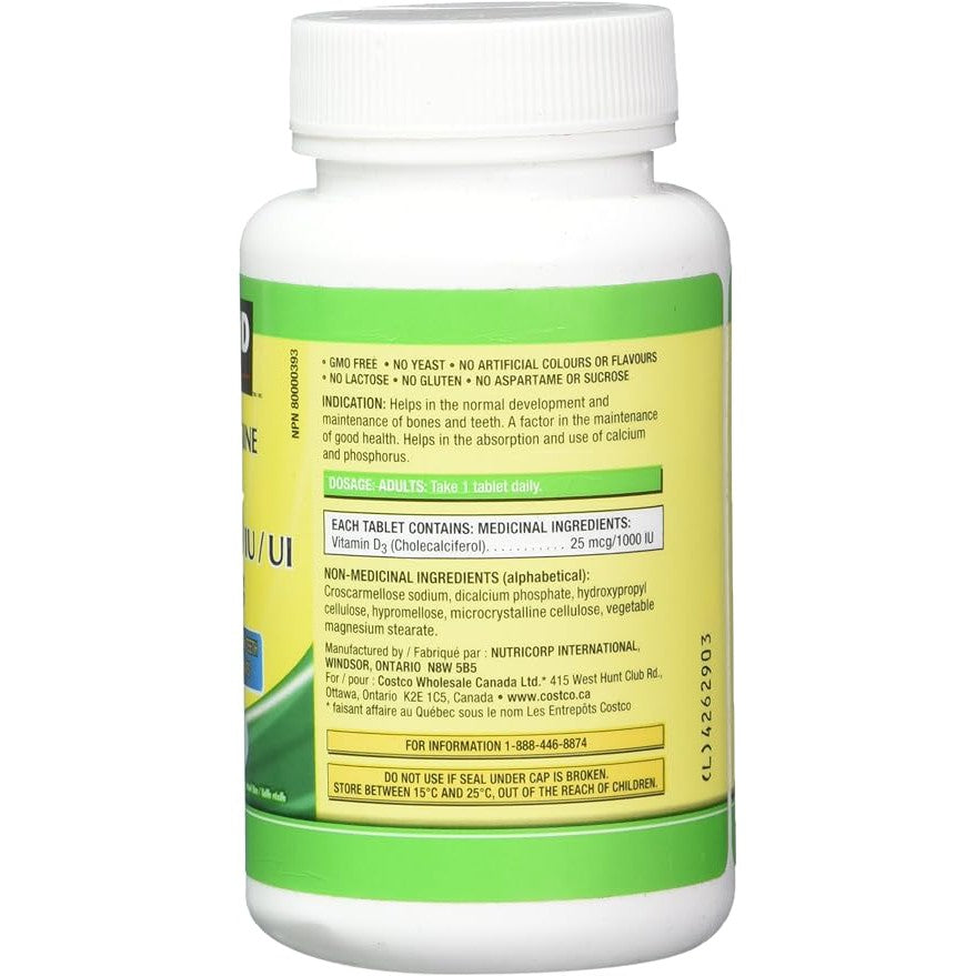 Kirkland Signature Vitamin D3 1000 IU, 360 Tablets